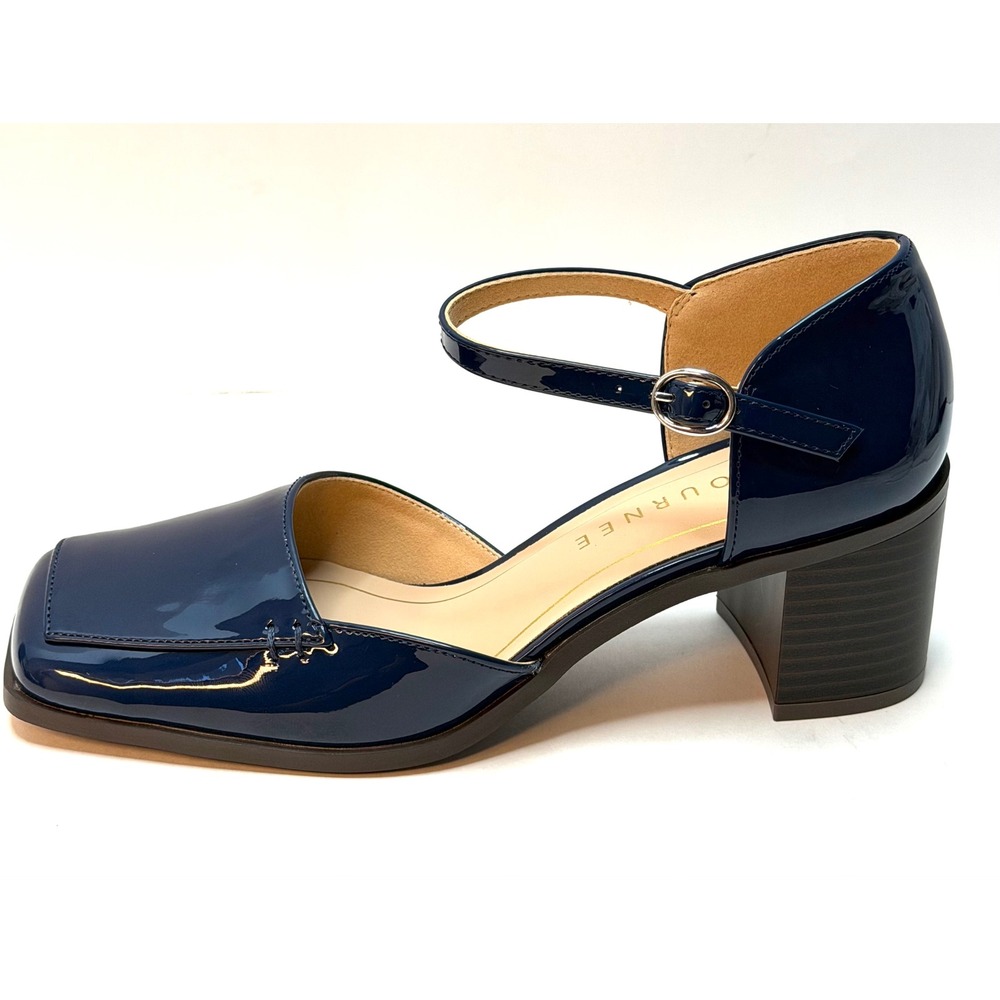 Journee Collection Women Evangeline Block Heel Square Toe Pumps Navy sir 7M NWT - Picture 6 of 11